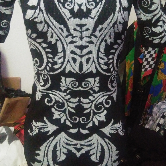 Silver Brocade Sweater Dress - Picture 2 of 5